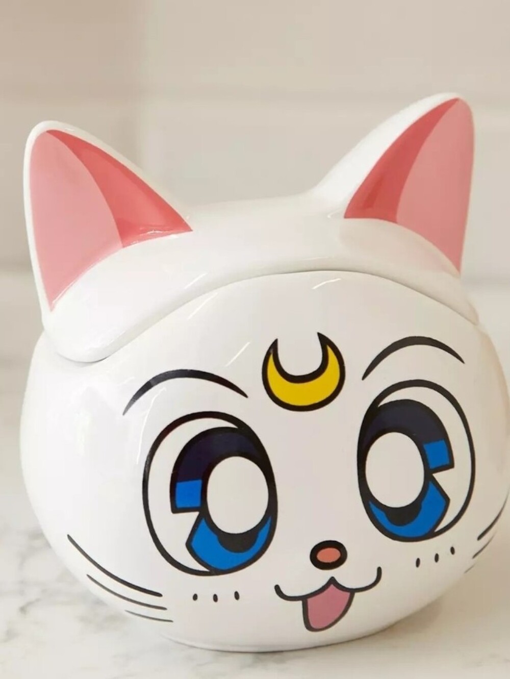 Sailor Moon Artemis Cat Ceramic Trinket Box - White & Pink Mug.